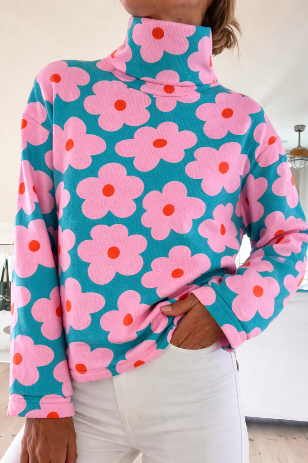 Mirellia | Blommig Högkrage Tröja