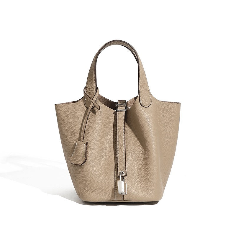 GEORGIA | Genuine Leather Silver Buckle Basket Bag