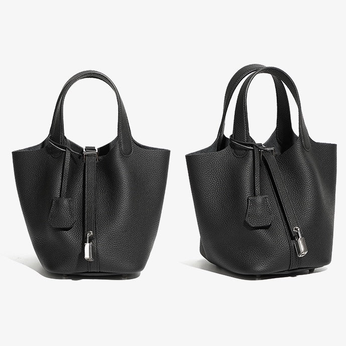 GEORGIA | Genuine Leather Silver Buckle Basket Bag