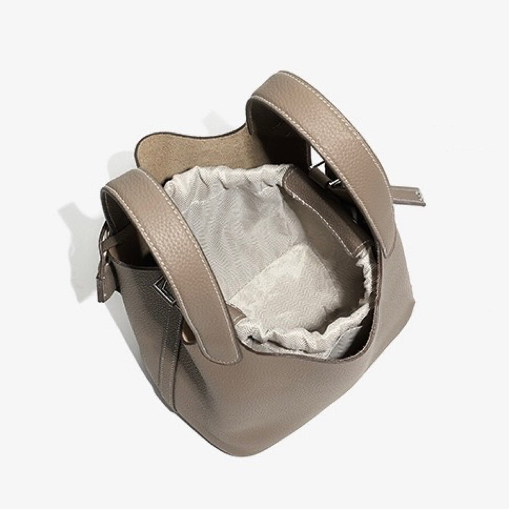 GEORGIA | Genuine Leather Silver Buckle Basket Bag