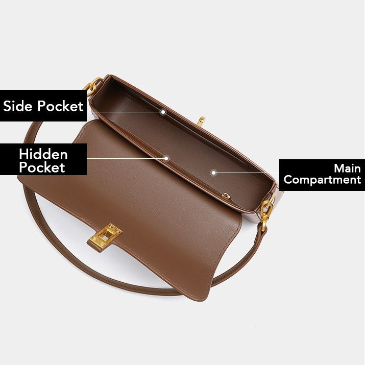 PHOEBE | Genuine Leather Vintage Crossbody Shoulder Baguette Bag