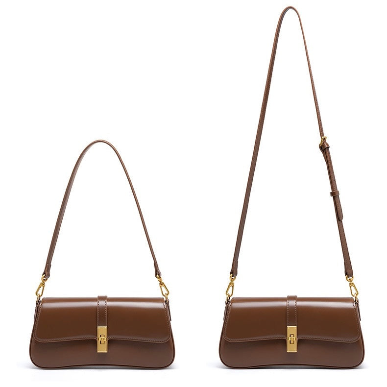 PHOEBE | Genuine Leather Vintage Crossbody Shoulder Baguette Bag