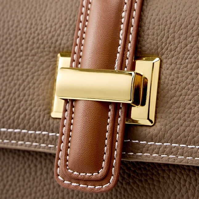 AYLA | Minimalist Leather Structured Top Handle Crossbody Bag