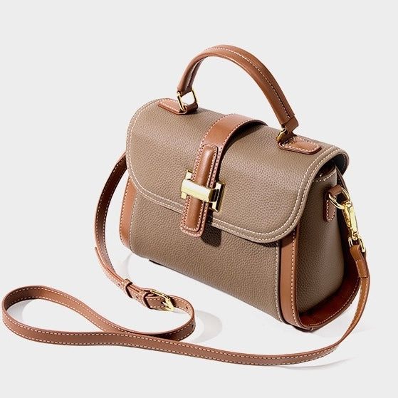 AYLA | Minimalist Leather Structured Top Handle Crossbody Bag