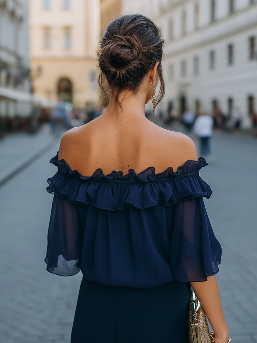 ISABELLA | Off-Shoulder Ruffled Chiffon Top