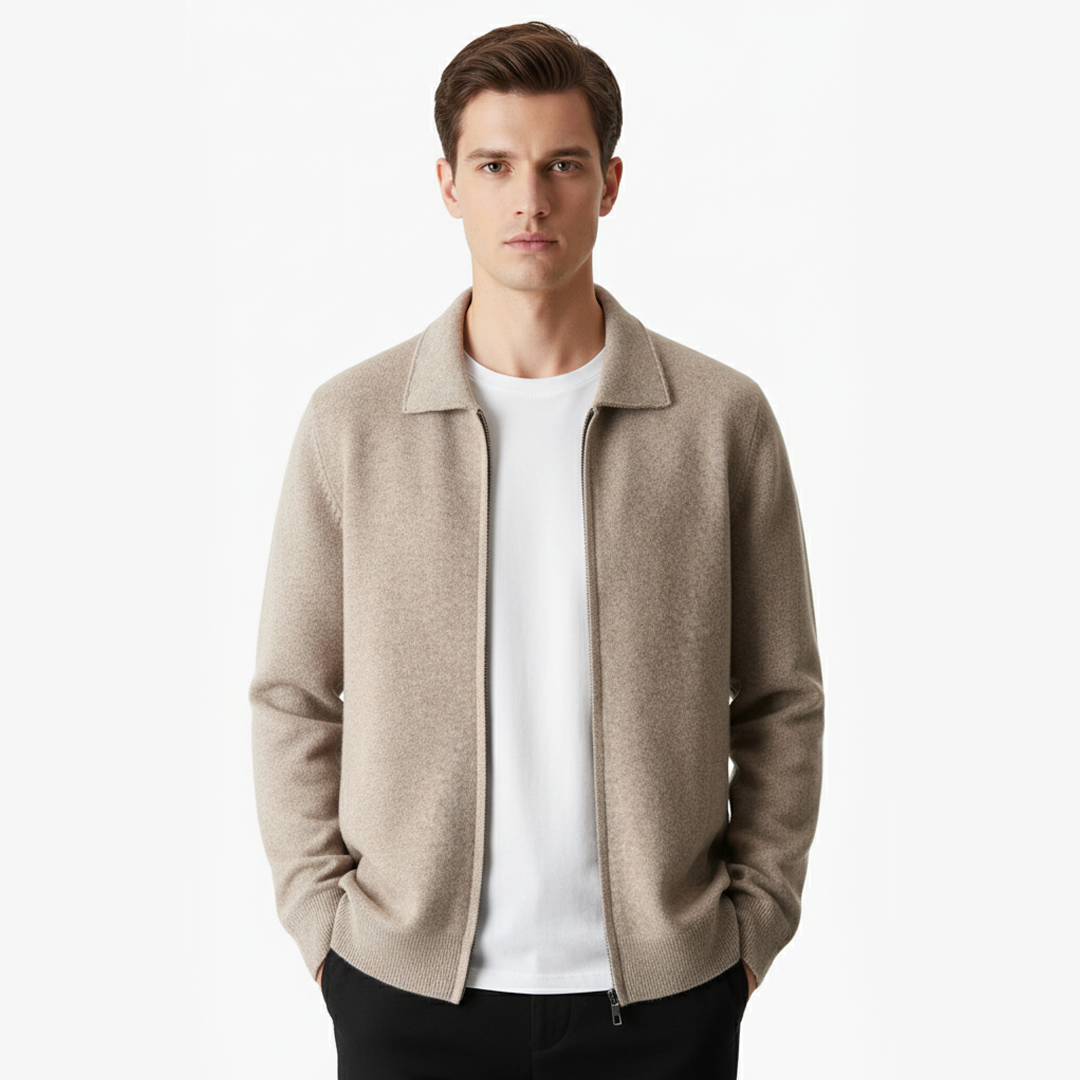ISAAC | Merino Wool Zip Polo Cardigan