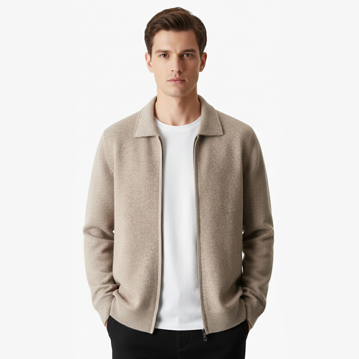 ISAAC | Merino Wool Zip Polo Cardigan