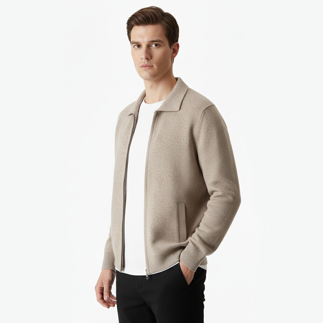 ISAAC | Merino Wool Zip Polo Cardigan