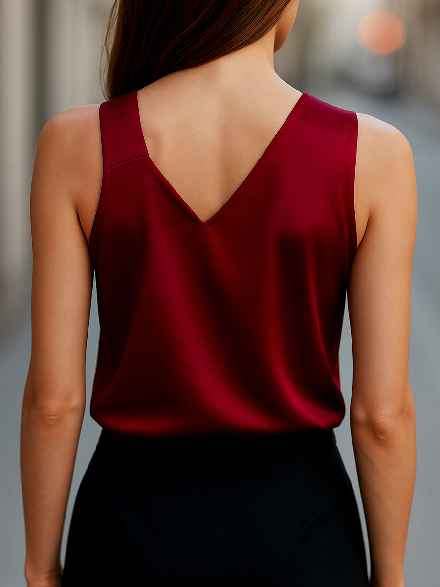 POPPY | Sleek Asymmetrical Neck Satin Blouse