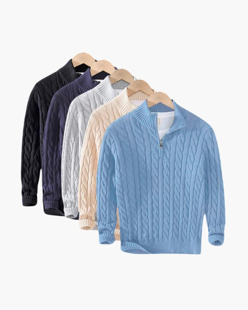 GEORGE | Cable Knit Half-Zip Sweaters (5-pack)