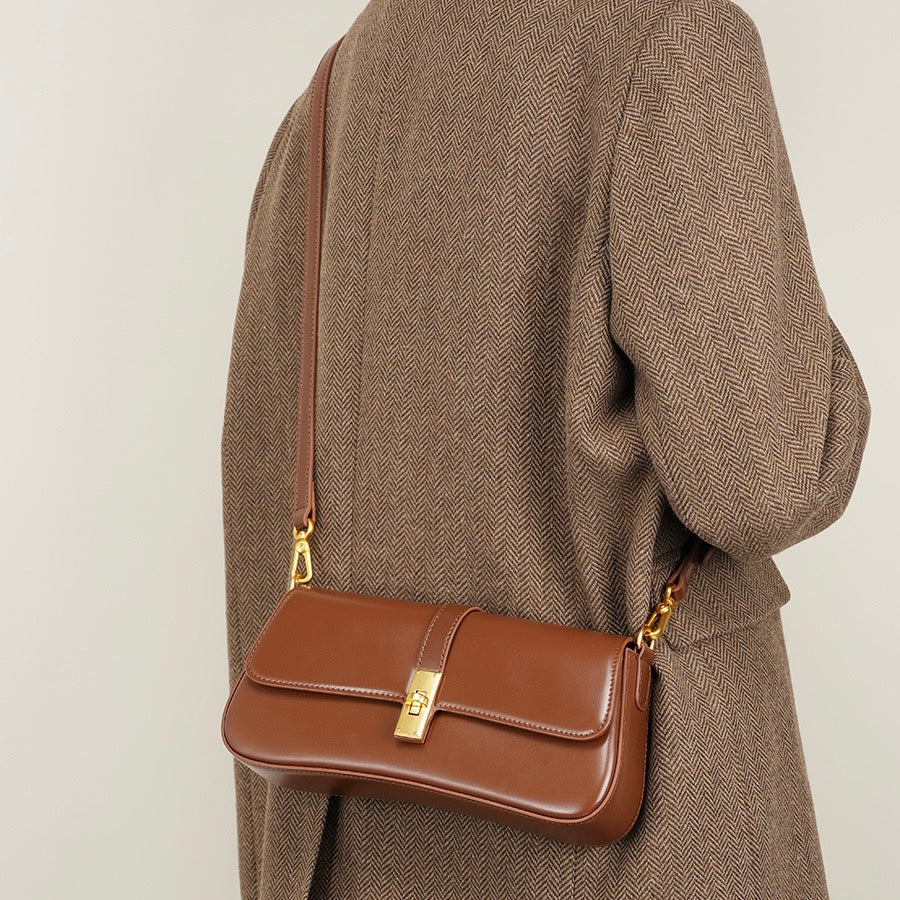 PHOEBE | Genuine Leather Vintage Crossbody Shoulder Baguette Bag