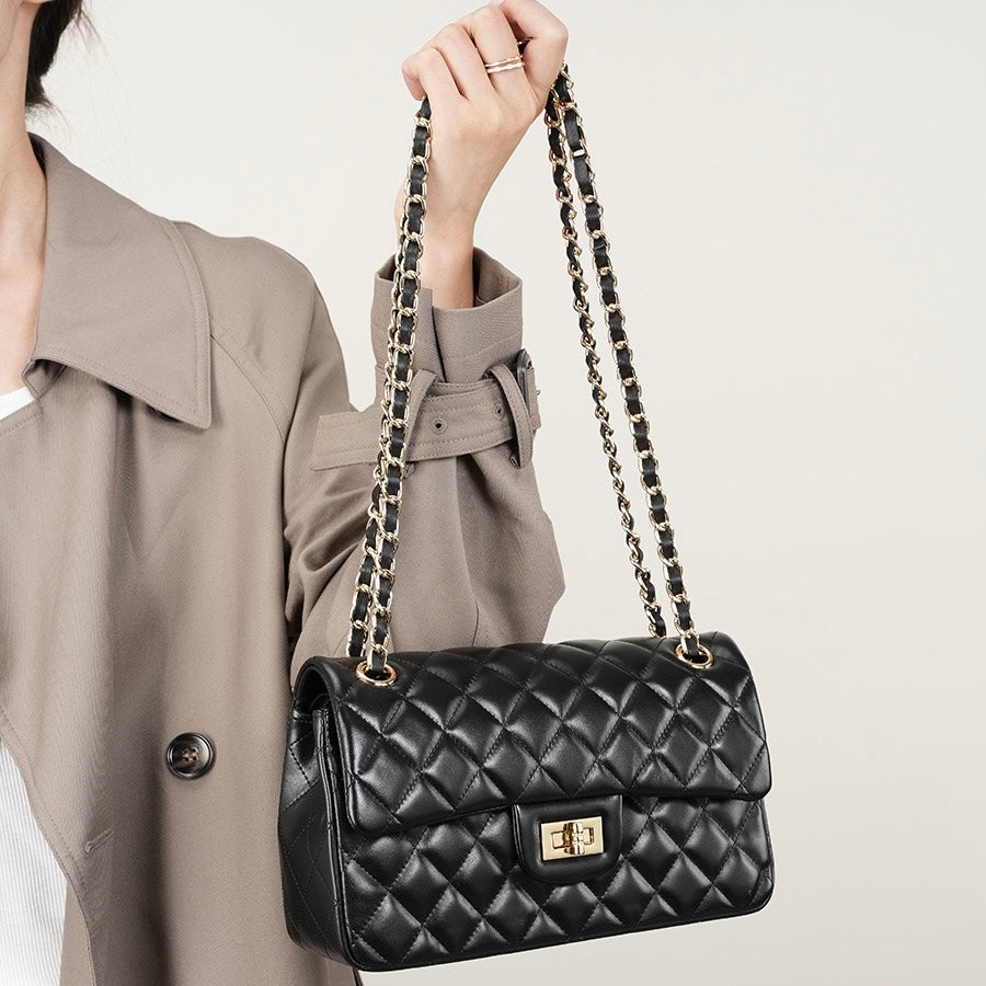 BELLA | Quilted Women's Genuine Leather Shoulder Crossbody Bag