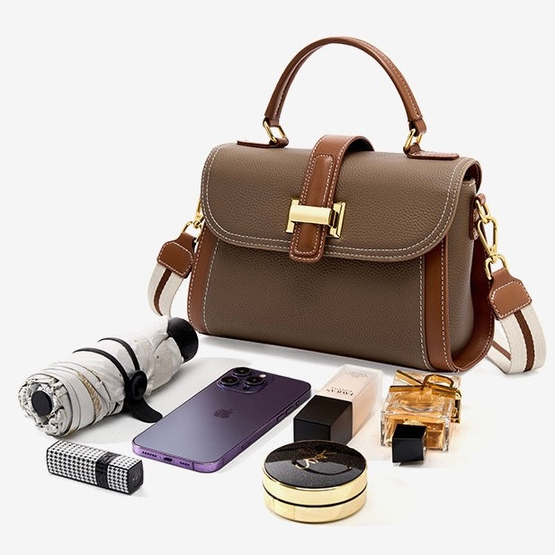 AYLA | Minimalist Leather Structured Top Handle Crossbody Bag