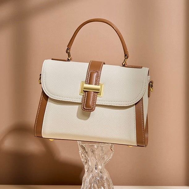 AYLA | Minimalist Leather Structured Top Handle Crossbody Bag