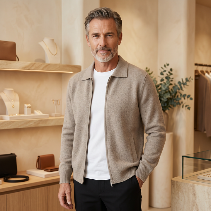 ISAAC | Merino Wool Zip Polo Cardigan