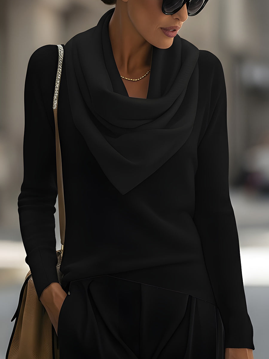 WILLOW | Draped Cowl Neck Long-Sleeve Top