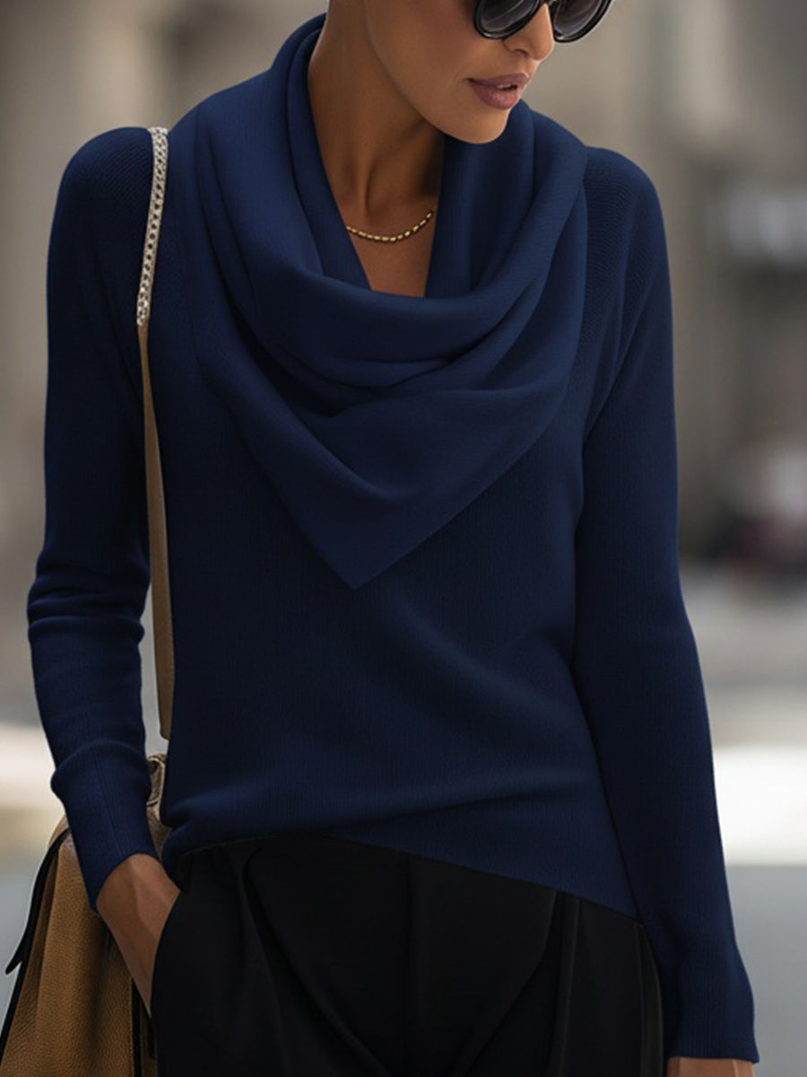 WILLOW | Draped Cowl Neck Long-Sleeve Top