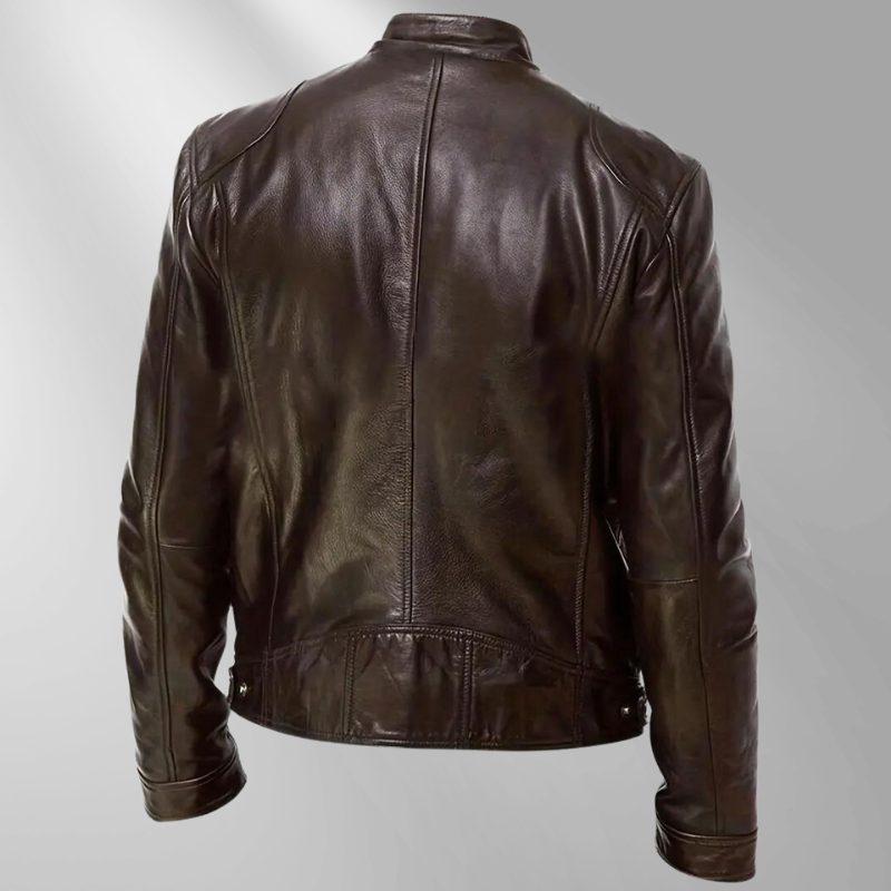 ALVA Läderjacka | Jacka i konstläder med dragkedja för män